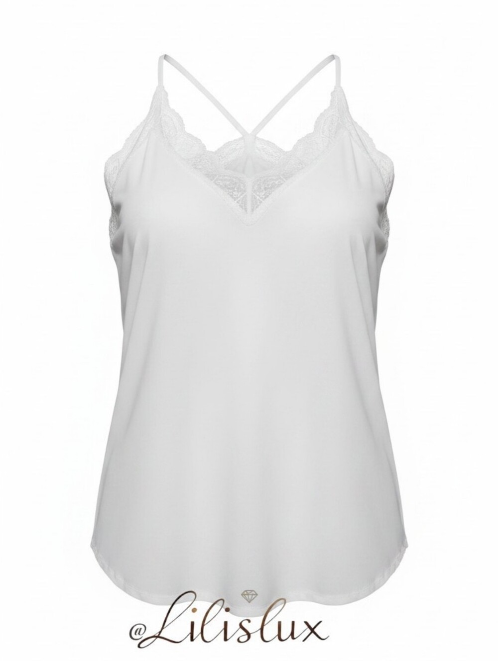 Bright White Lace Edge And Hem Camisole With Adjustable Straps Size XL
